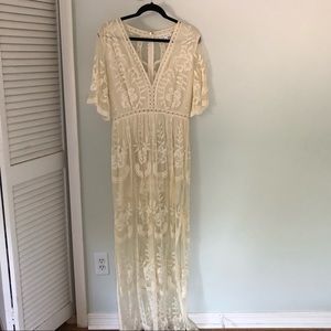 Full length lace overlay romper